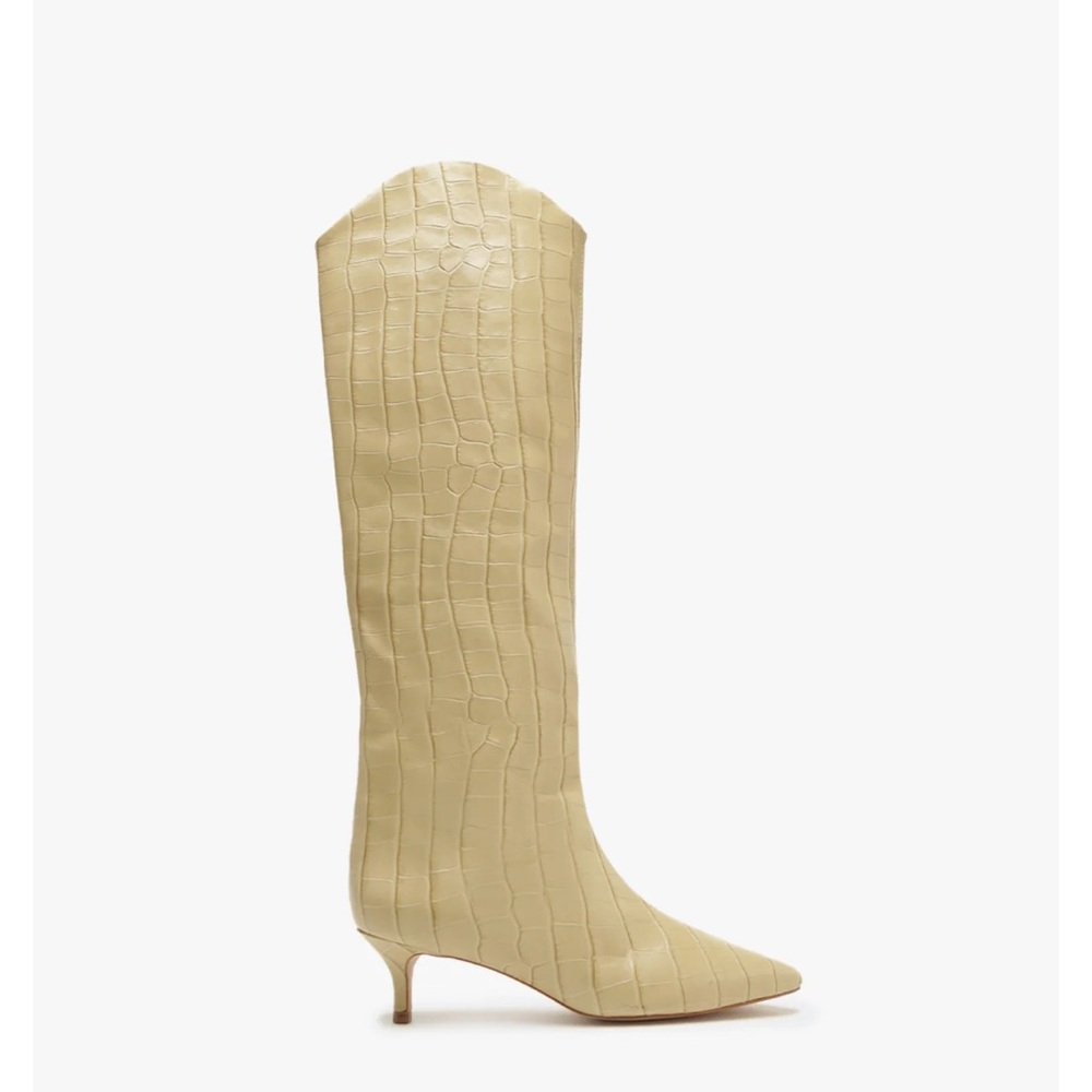 SCHUTZ Maryana Lo Boot Cream under Knee-High Boots 6.5